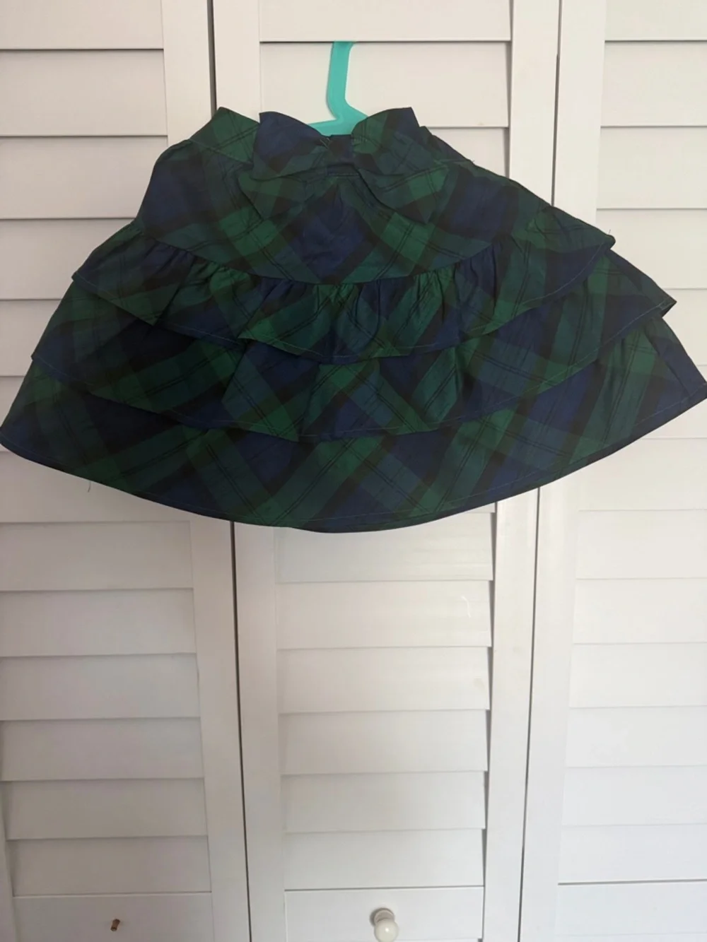 Gymboree Green & Navy Plaid Tiered Skirt with Bow